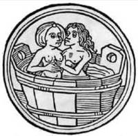 Wellness im Mittelalter: Liebespaar im Badezuber